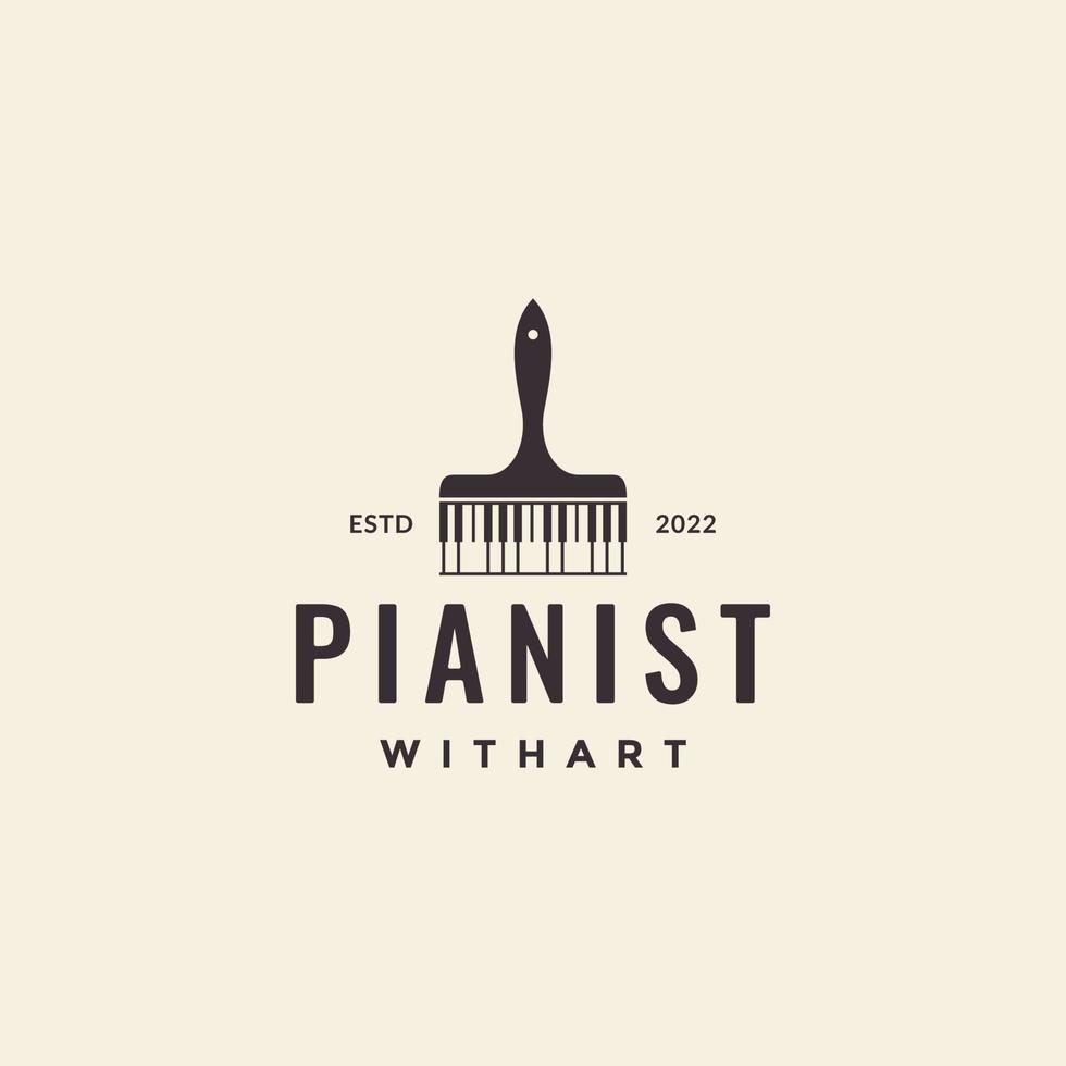 pincel com vetor de design de logotipo de música de piano