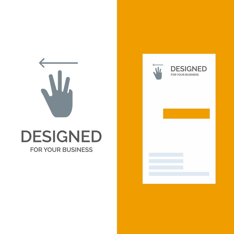 cursor de mão para cima design de logotipo cinza esquerdo e modelo de cartão de visita vetor