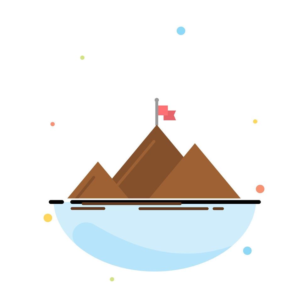 modelo de ícone de cor plana abstrata de bandeira de pico de montanha de sucesso vetor