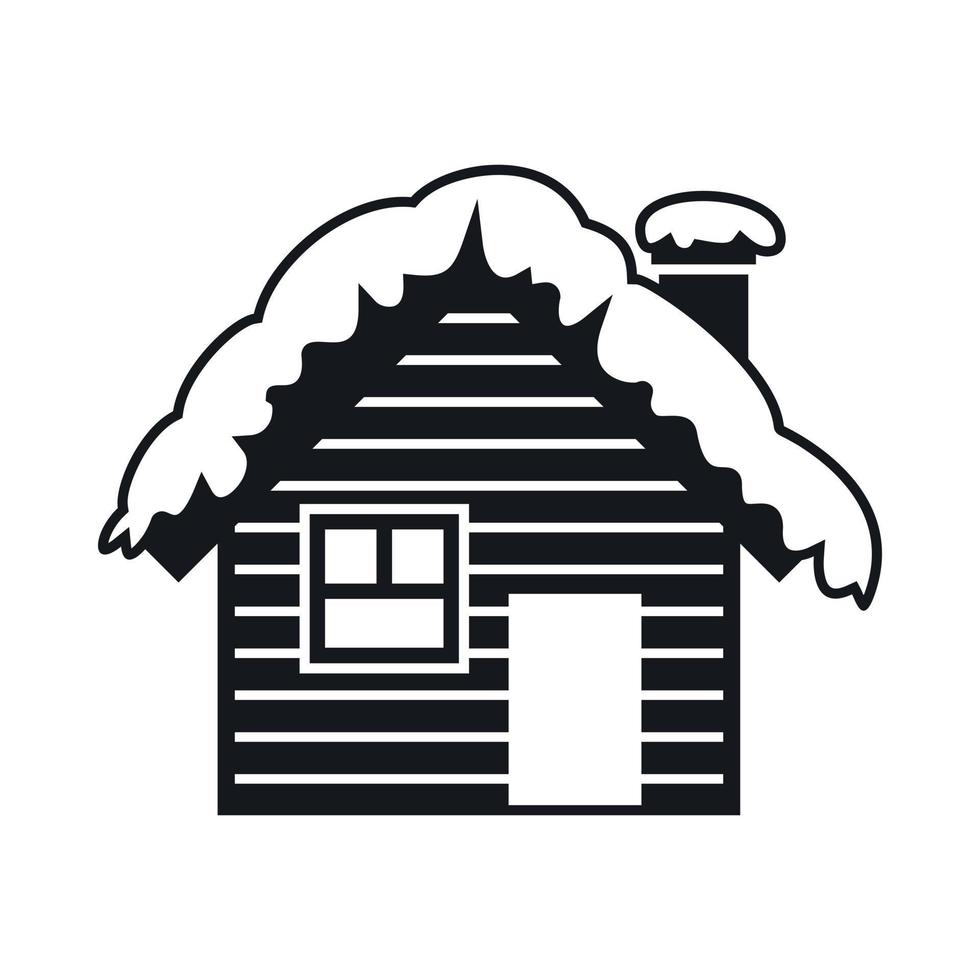 casa de madeira coberta com ícone de neve, estilo simples vetor