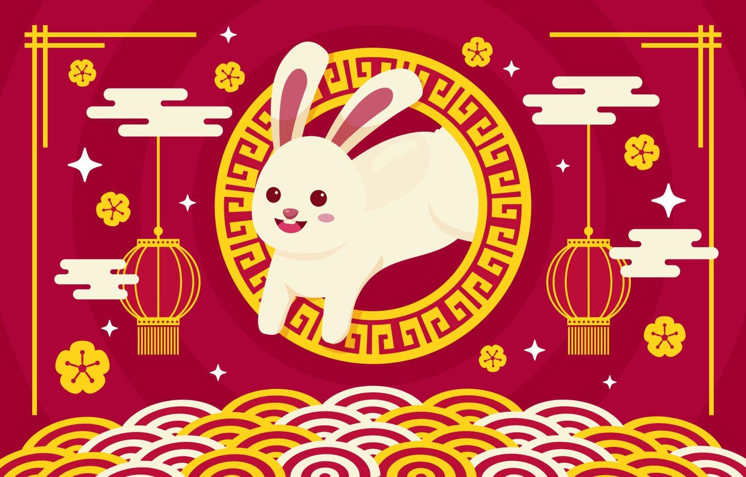 o fundo do ano novo chinês do coelho d'água vetor