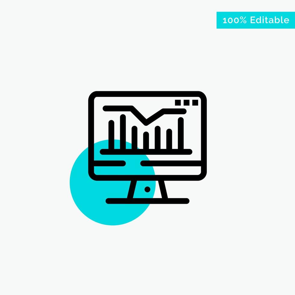 monitor gráfico estático de computador ícone de vetor de ponto de círculo de destaque turquesa