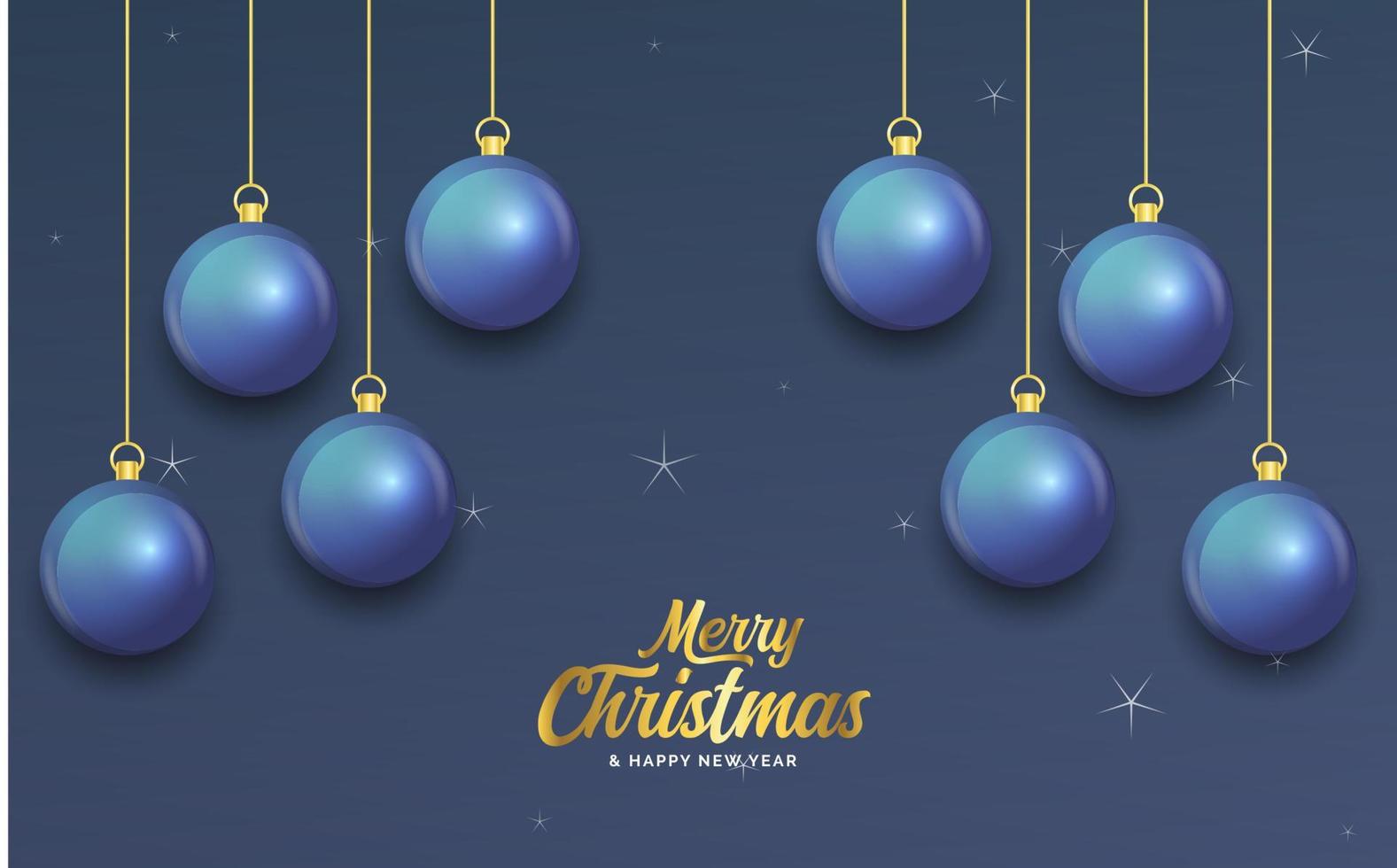 feliz natal banner azul escuro com bolas. cartão de Natal vetor