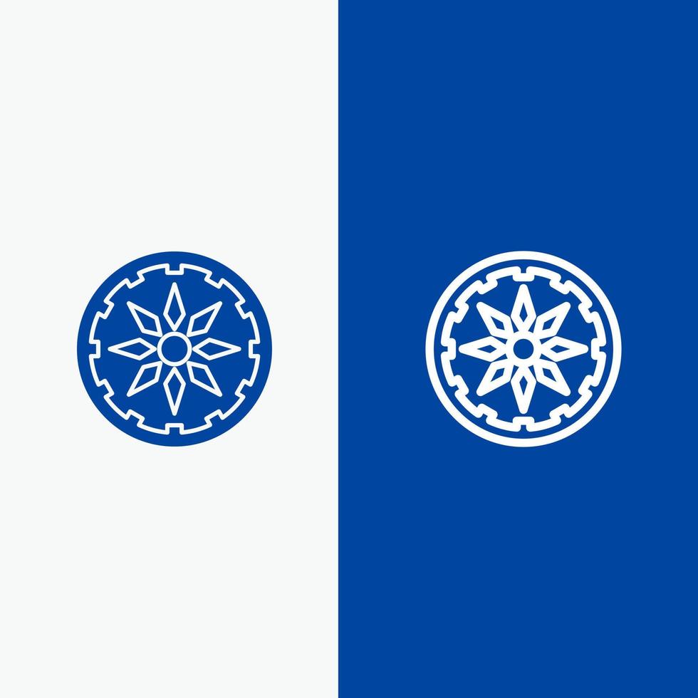 círculo país índia linha e ícone sólido de glifo banner azul linha e ícone sólido de glifo banner azul vetor