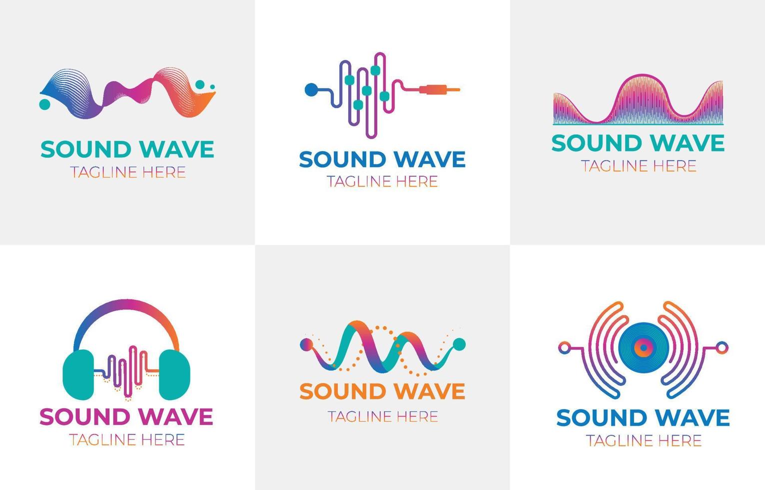 coleção de logotipos de ondas sonoras vetor