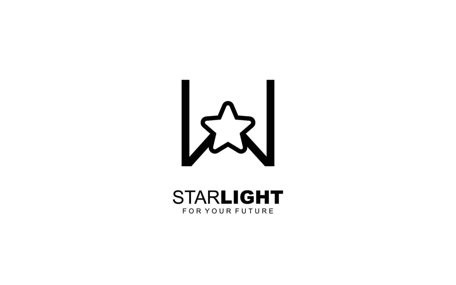 w logotipo estrela para empresa de branding. ilustração vetorial de modelo de carta para sua marca. vetor