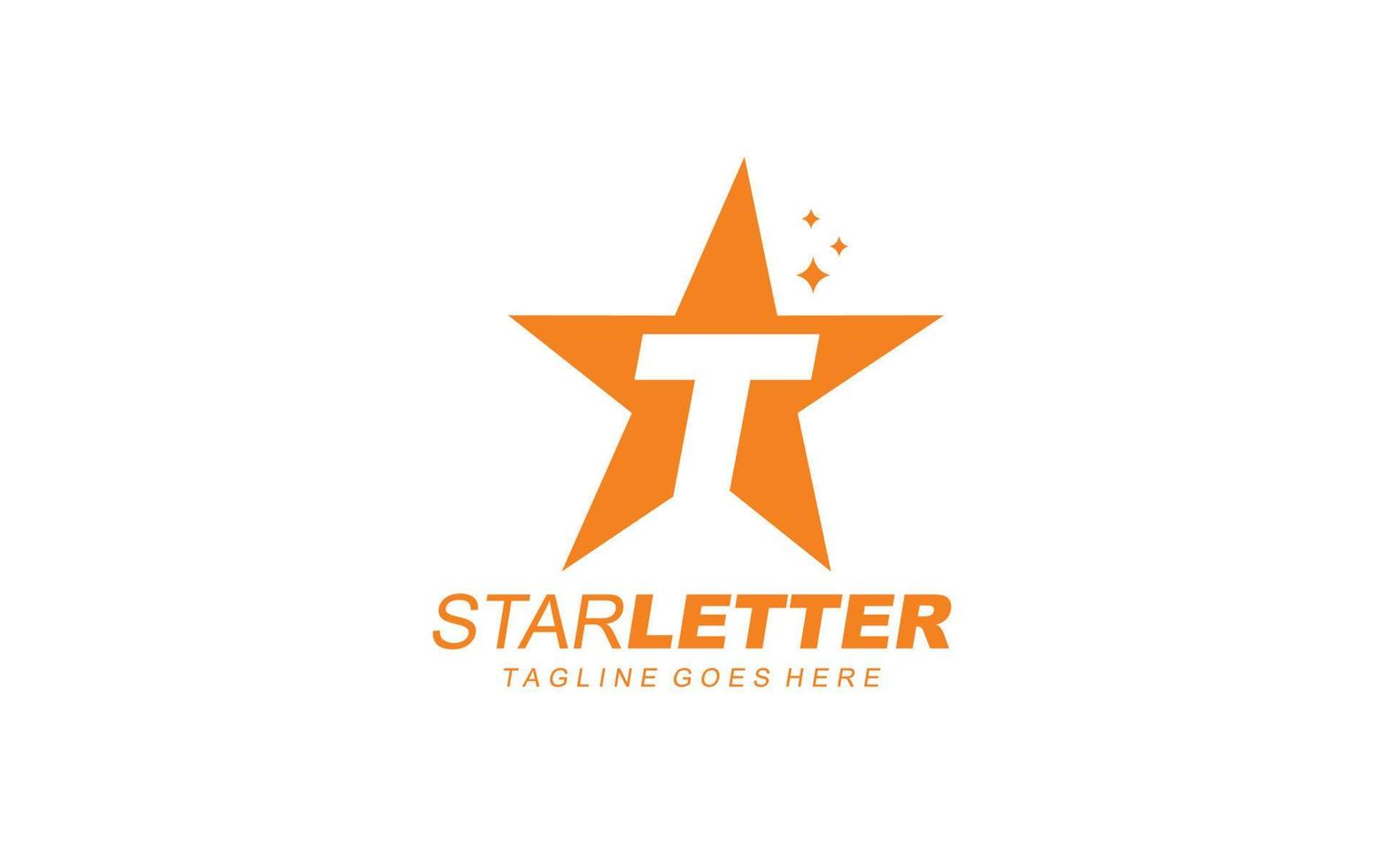 t logotipo estrela para empresa de branding. ilustração vetorial de modelo de carta para sua marca. vetor