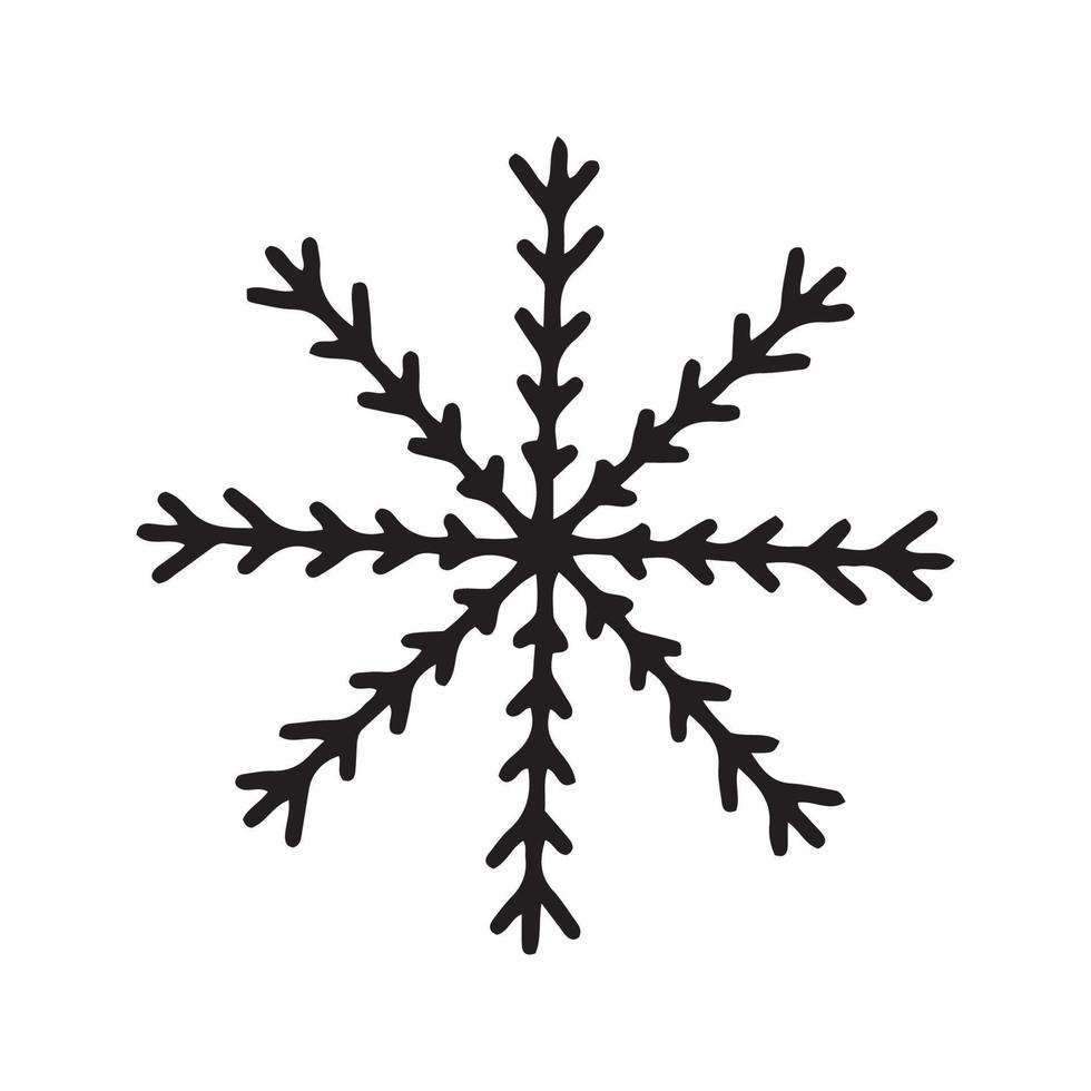ilustração de silhueta de floco de neve desenhada de mão plana vetor