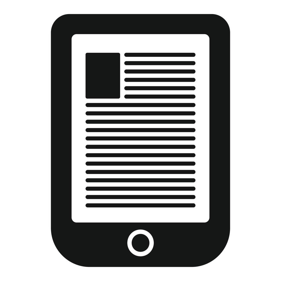 ícone de ebook digital, estilo simples vetor