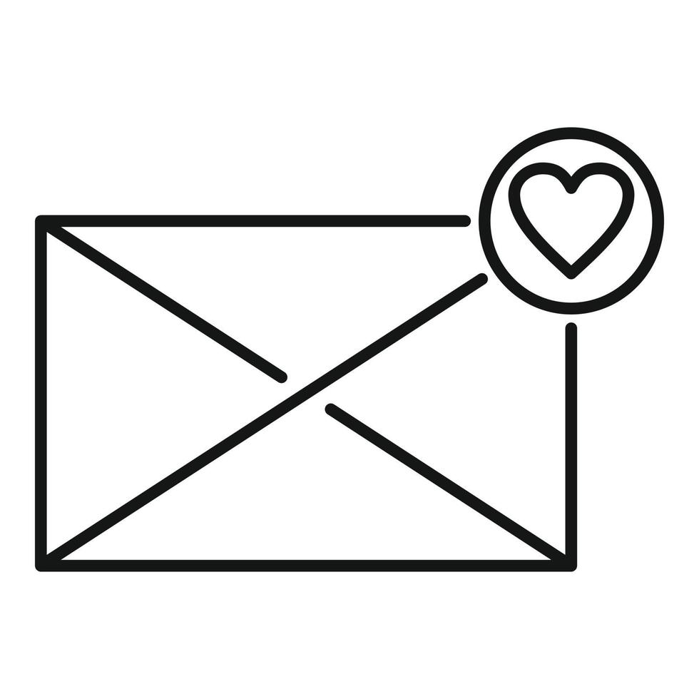 ícone de correio de afeto, estilo de estrutura de tópicos vetor