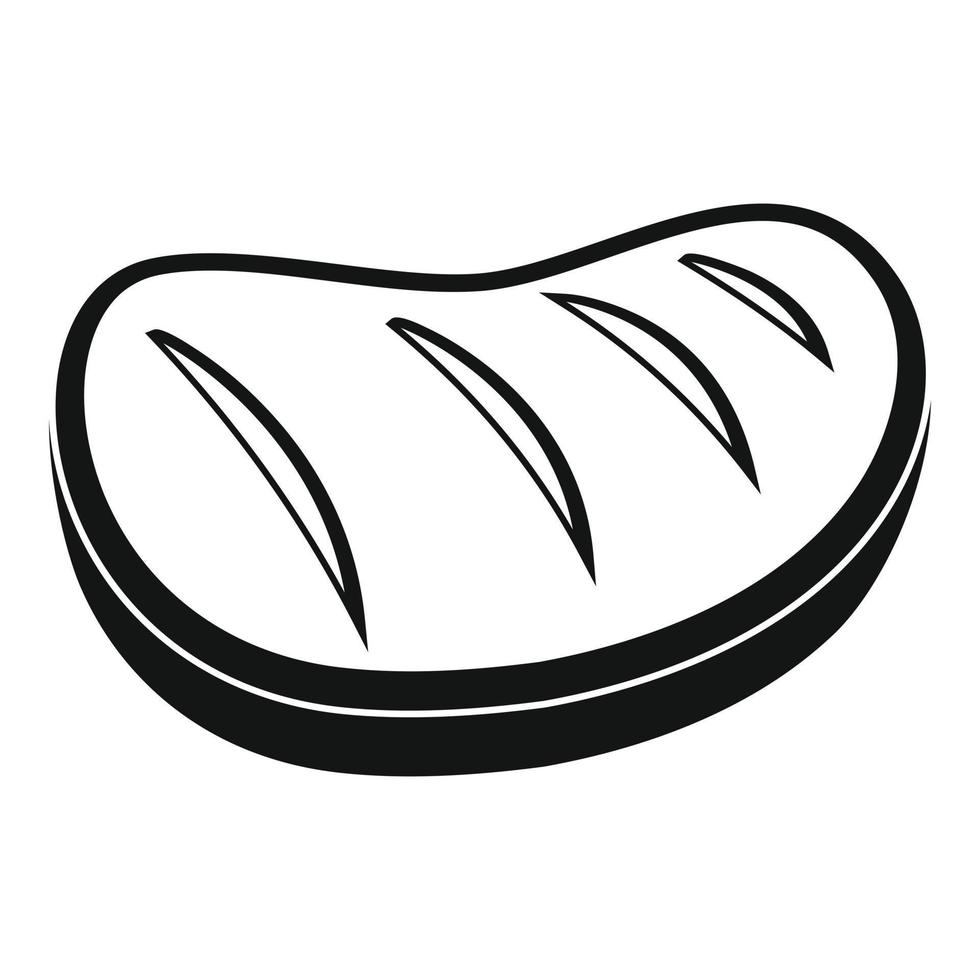 ícone de bife cozido, estilo simples vetor