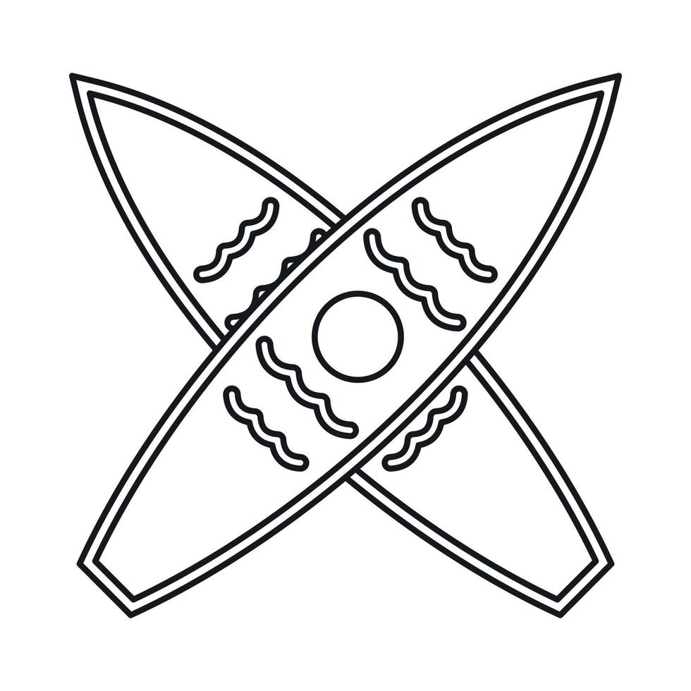 ícone de duas pranchas de surf, estilo de estrutura de tópicos vetor