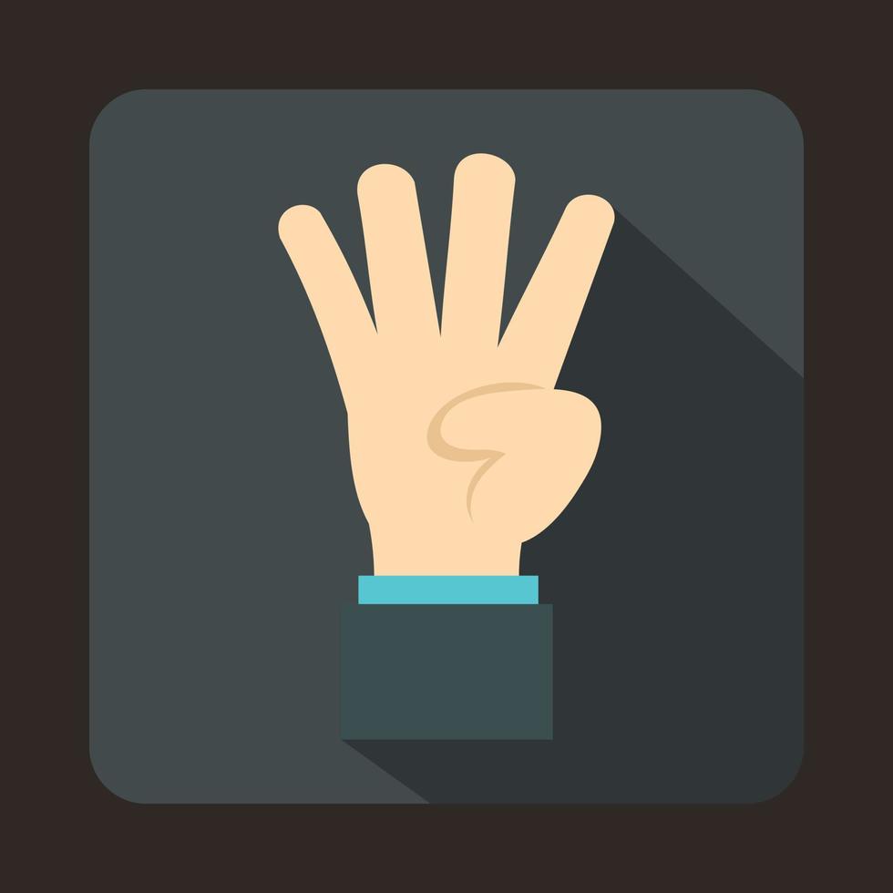 mão mostrando o ícone do número quatro, estilo simples vetor