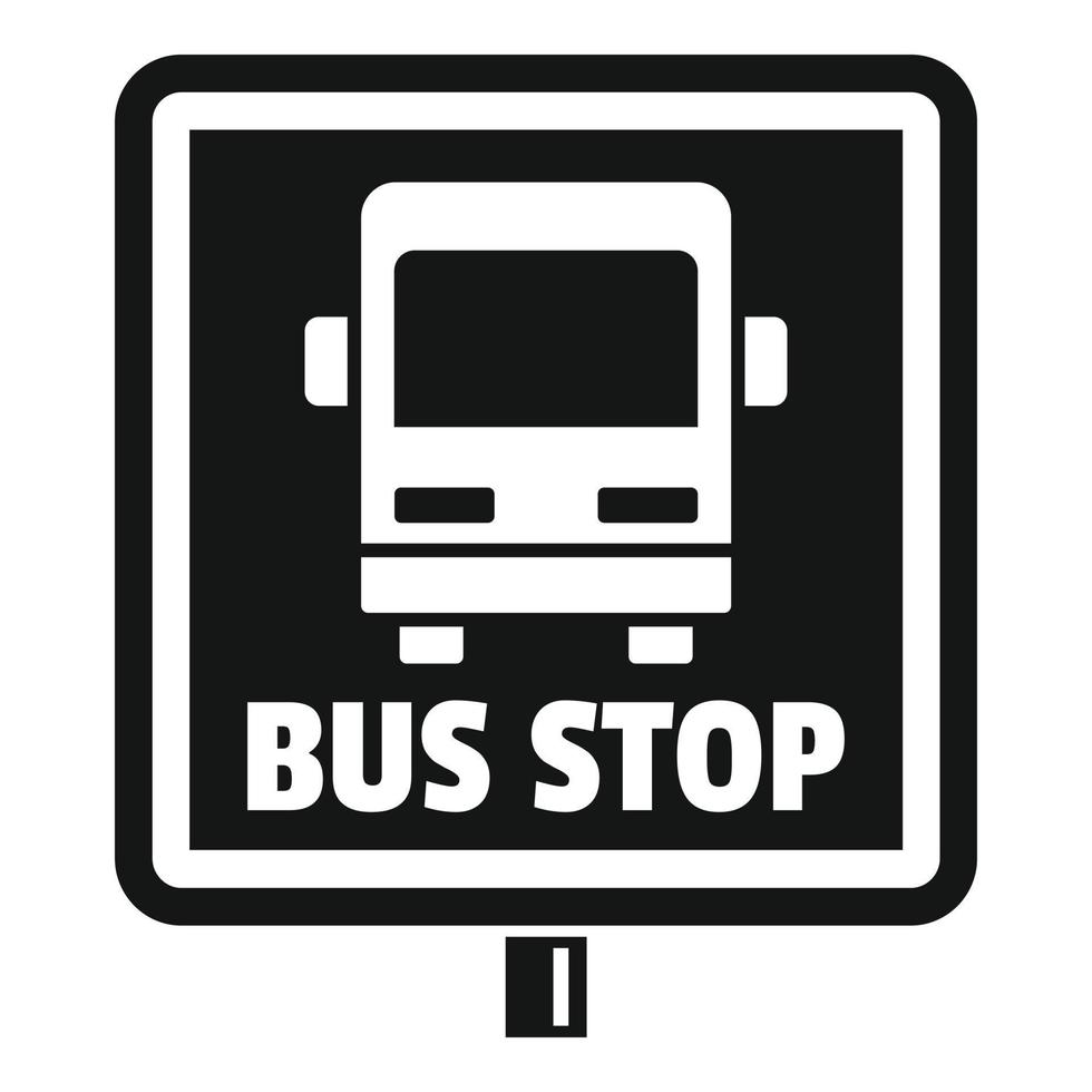 ícone de sinal de parada de ônibus quadrado, estilo simples vetor