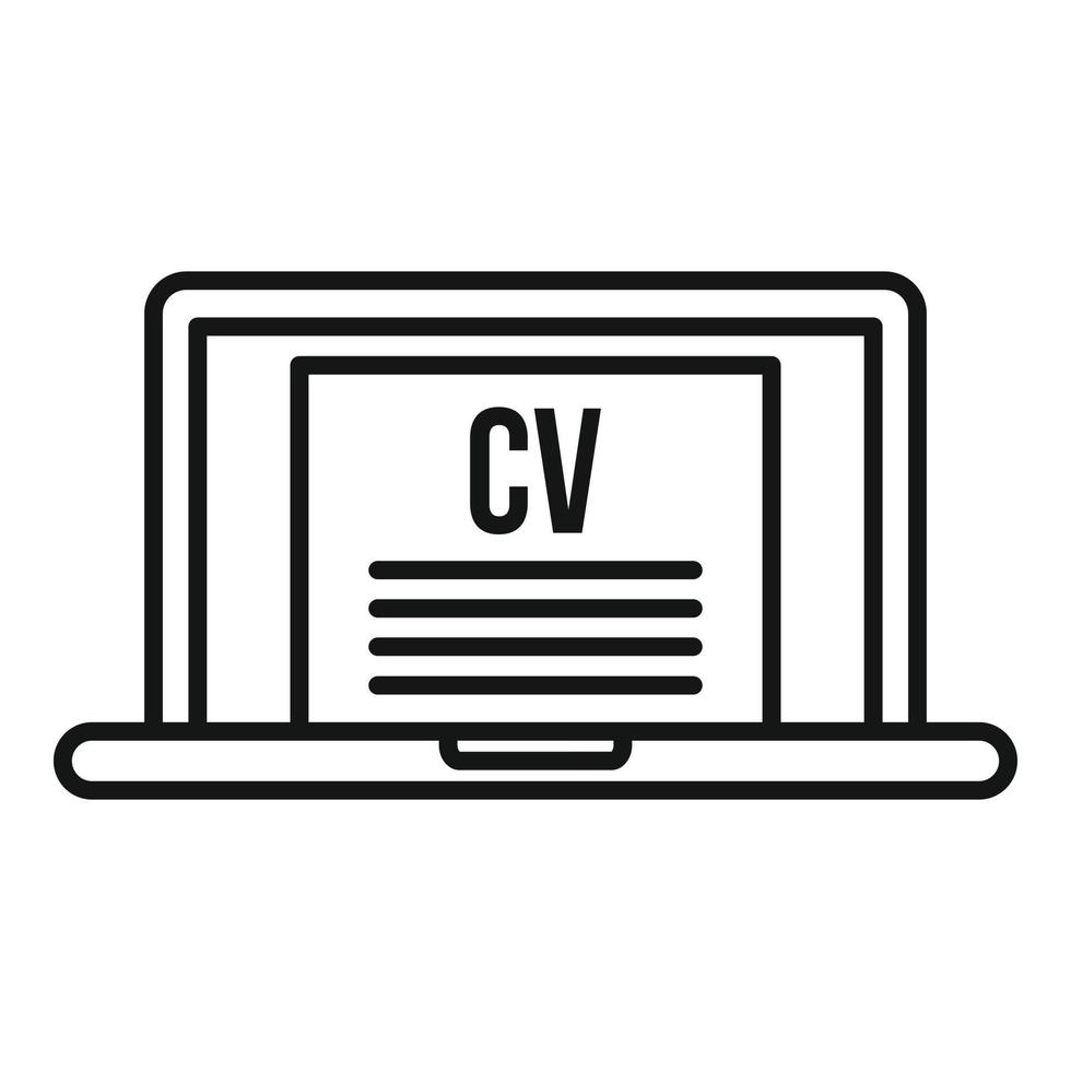 ícone de currículo de laptop on-line, estilo de estrutura de tópicos vetor