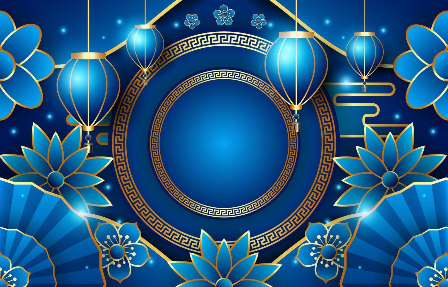 fundo de ano novo chinês azul royal vetor