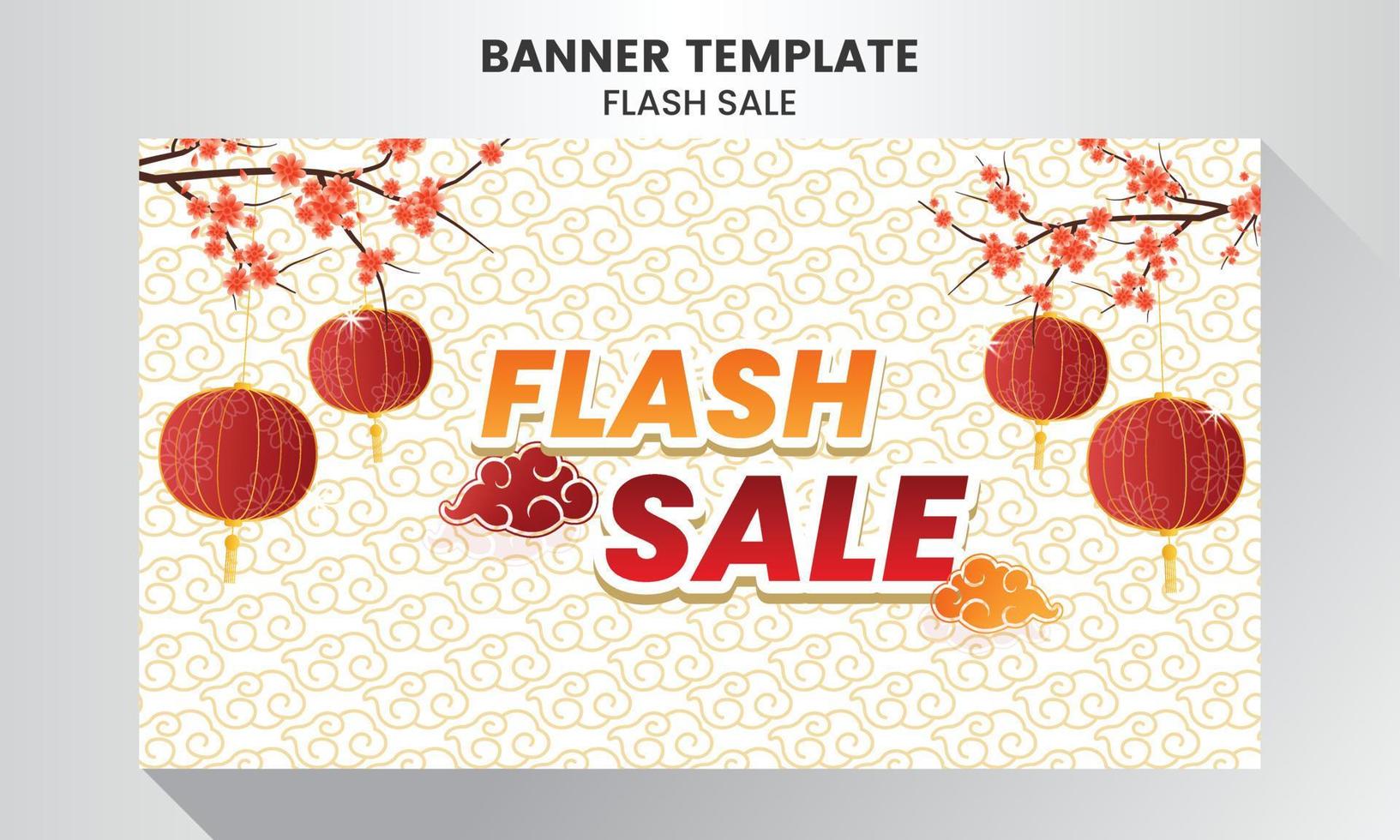 desconto de venda flash do ano novo chinês com fundo e ornamento. campanha ou promoção de venda em flash de oferta especial. vetor