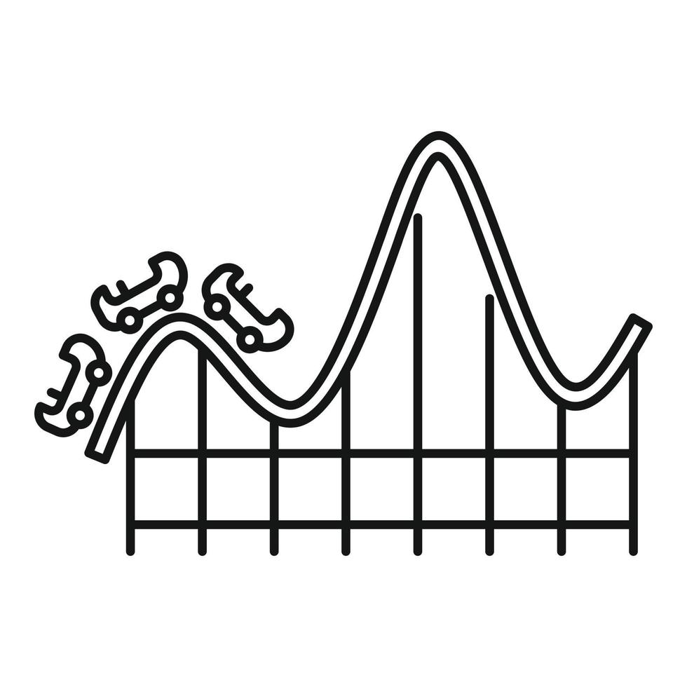 ícone de diversão de montanha-russa, estilo de estrutura de tópicos vetor