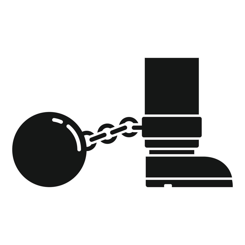 ícone da bola de metal da prisão, estilo simples vetor