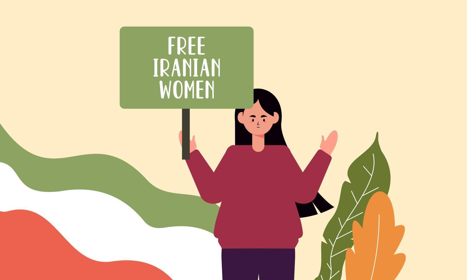 mulheres iranianas desenhadas à mão protestando juntos ilustração vetor