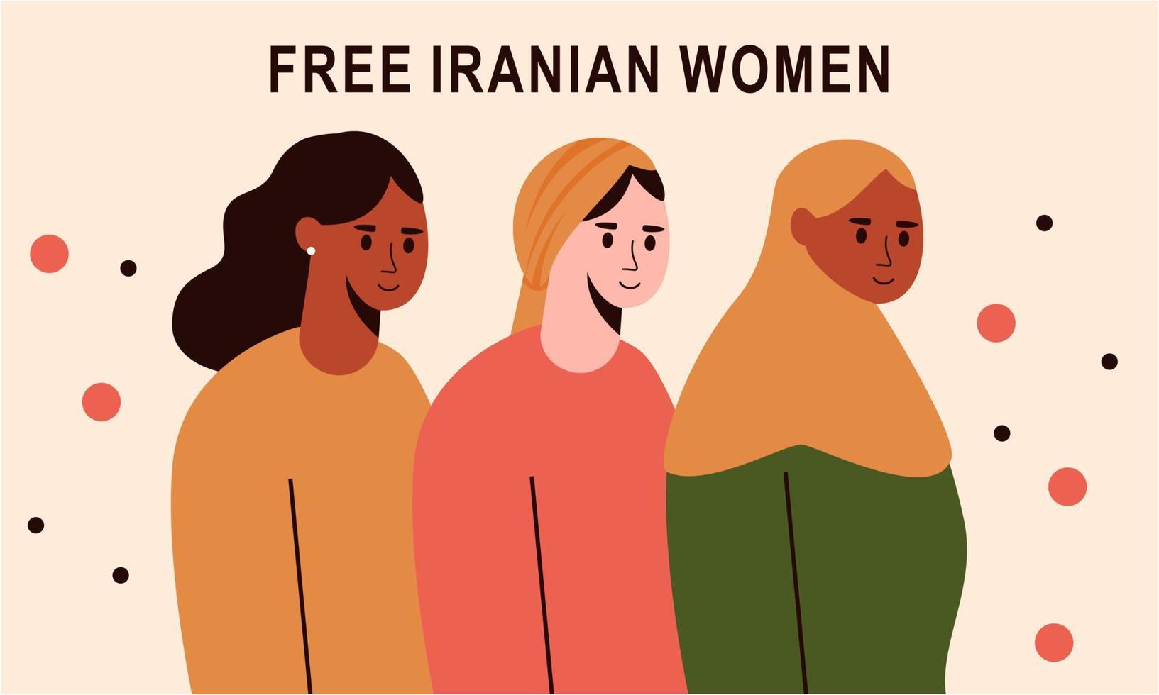 mulheres iranianas desenhadas à mão protestando juntos ilustração vetor