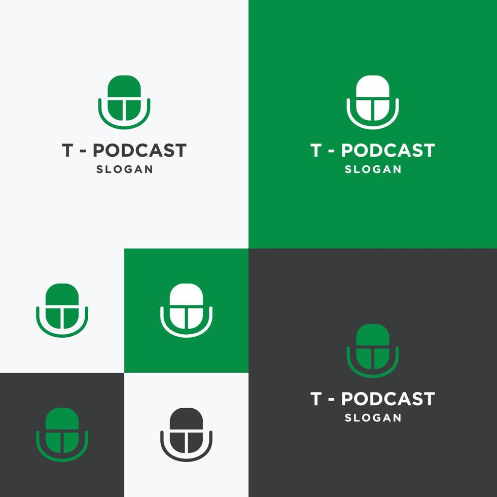 ilustração vetorial de modelo de design de ícone de logotipo de podcast de letra t vetor