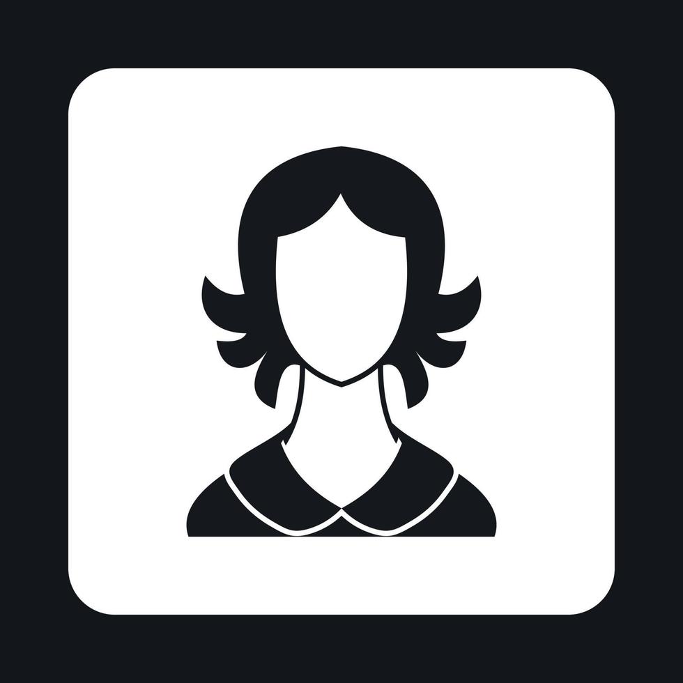 mulher com ícone de avatar de cabelo curto, estilo simples vetor