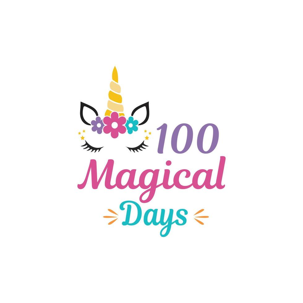 Ilustração vetorial de 100 dias mágicos com letras desenhadas à mão em estampas e pôsteres de fundo de textura. design de giz caligráfico vetor