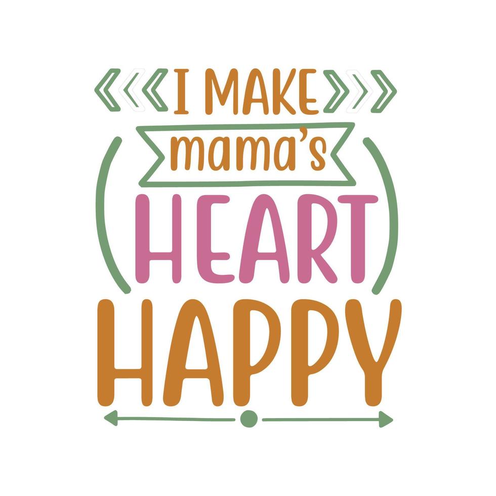Eu faço a ilustração vetorial feliz do coração da mamãe com letras desenhadas à mão em impressões e pôsteres de fundo de textura. design de giz caligráfico vetor