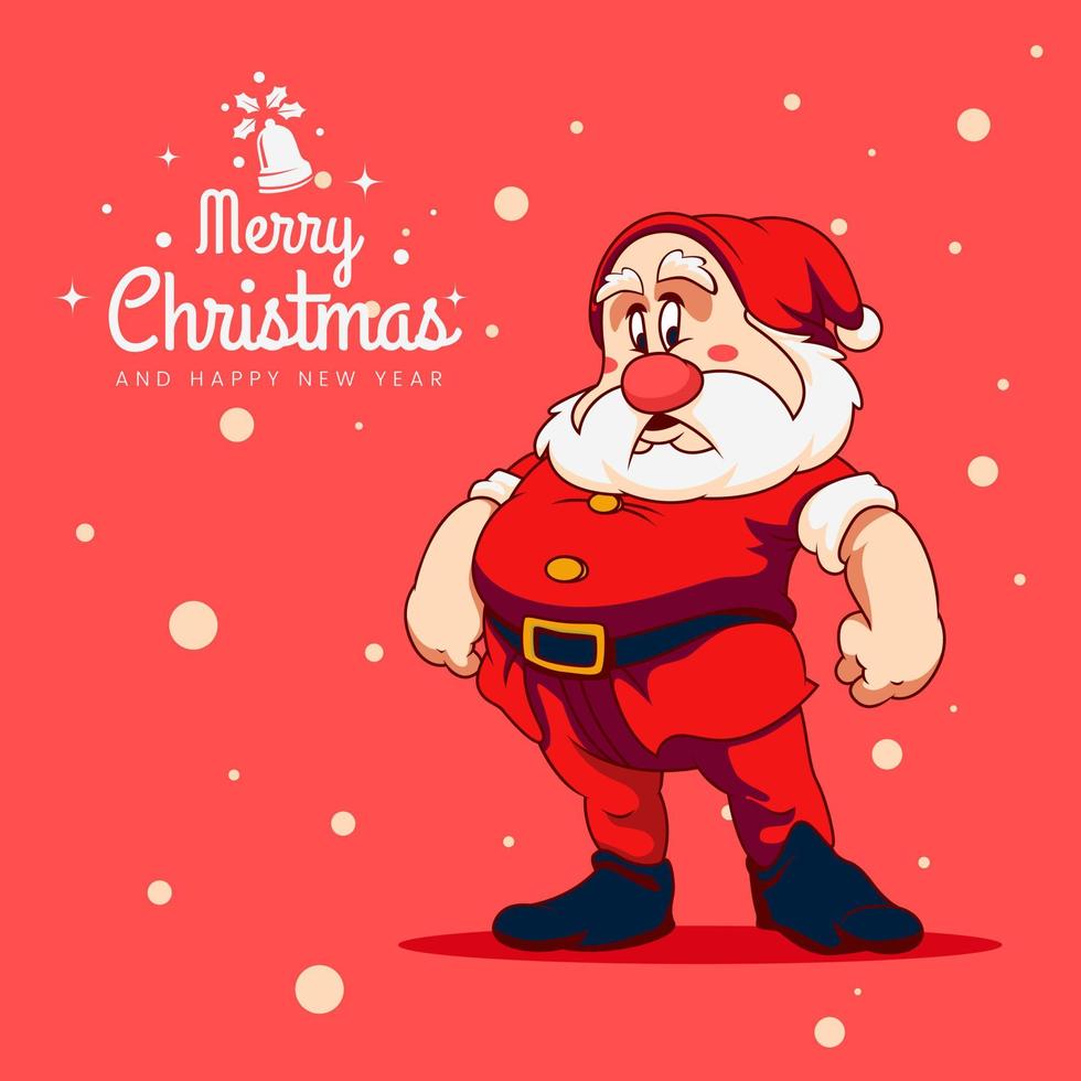 ilustração de personagem de mascote de papai noel para sua marca ou camisa com cor vermelha de braço grande vetor