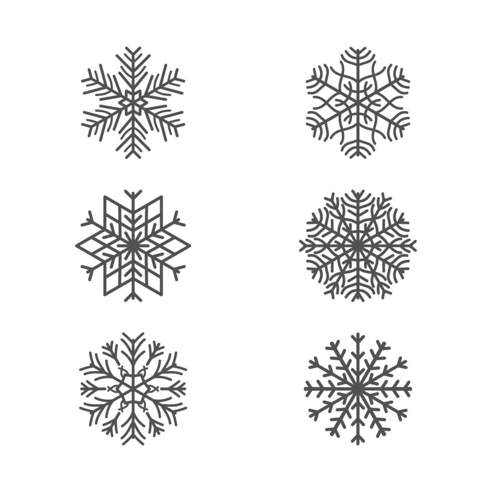 conjunto de vetor de design de natal de flocos de neve