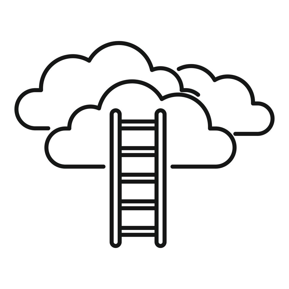 ícone de nuvem de escada de missão, estilo de estrutura de tópicos vetor