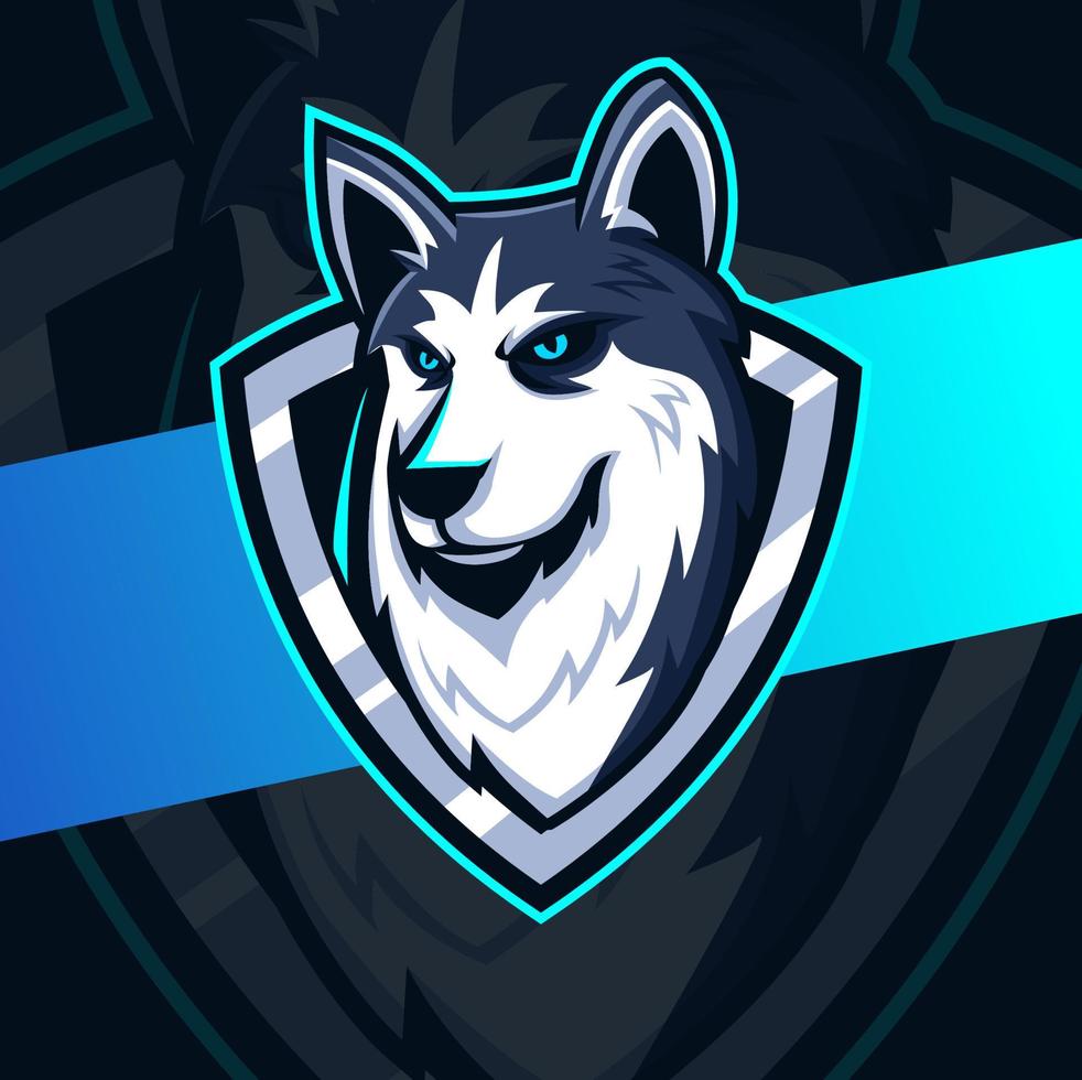 design de logotipo esportivo de mascote de cachorro husky para esporte e logotipo animal vetor