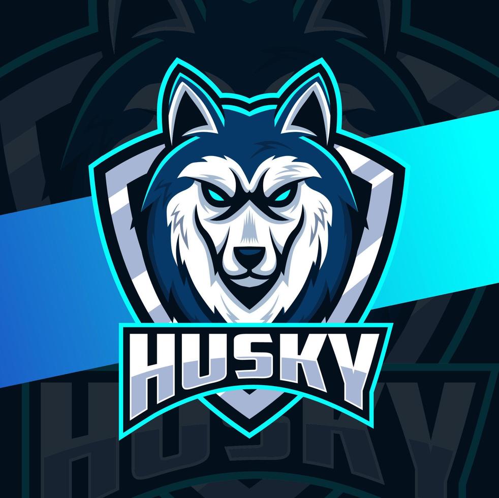 design de logotipo esportivo de mascote de cachorro husky para esporte e logotipo animal vetor