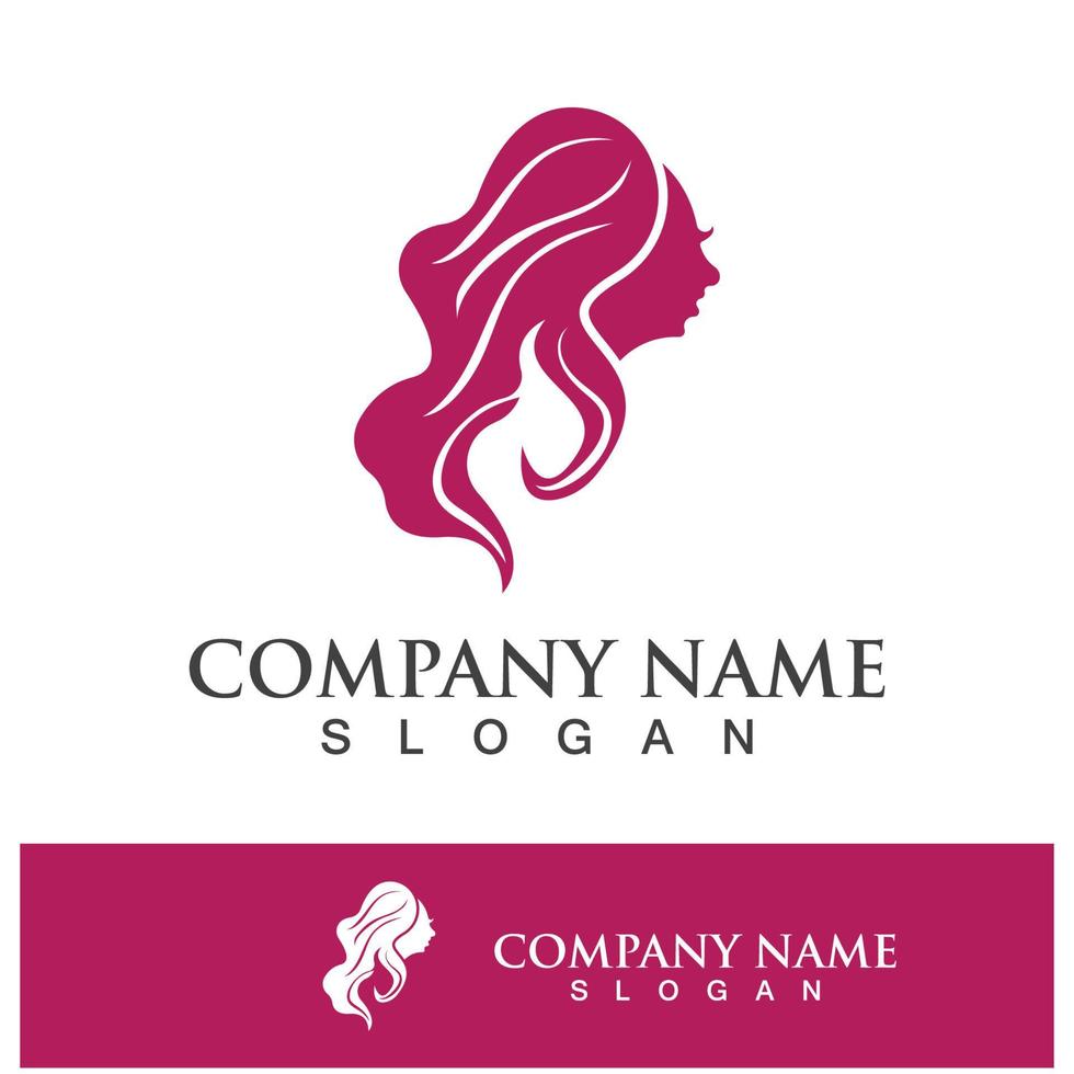 vetor de logotipo de ícone de mulher de estilo de cabelo