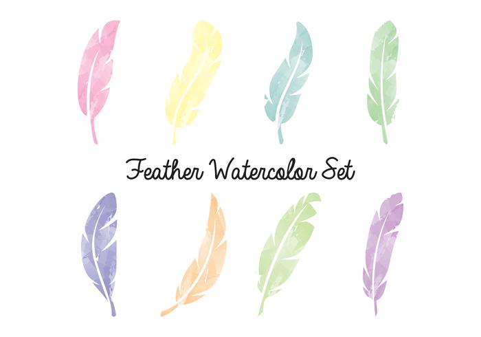 Feather Set Watercolor vetor