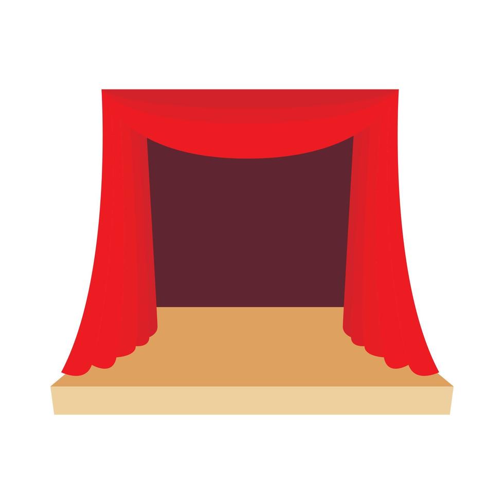 palco de teatro com estilo de desenho animado de ícone de cortina vermelha vetor