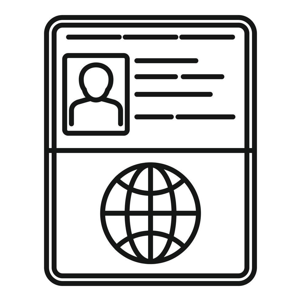 ícone de controle de passaporte aberto, estilo de estrutura de tópicos vetor