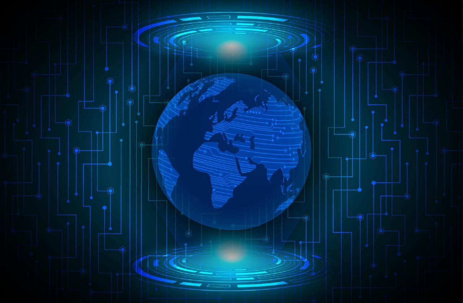 holografia de mapa-múndi moderno em fundo de tecnologia vetor