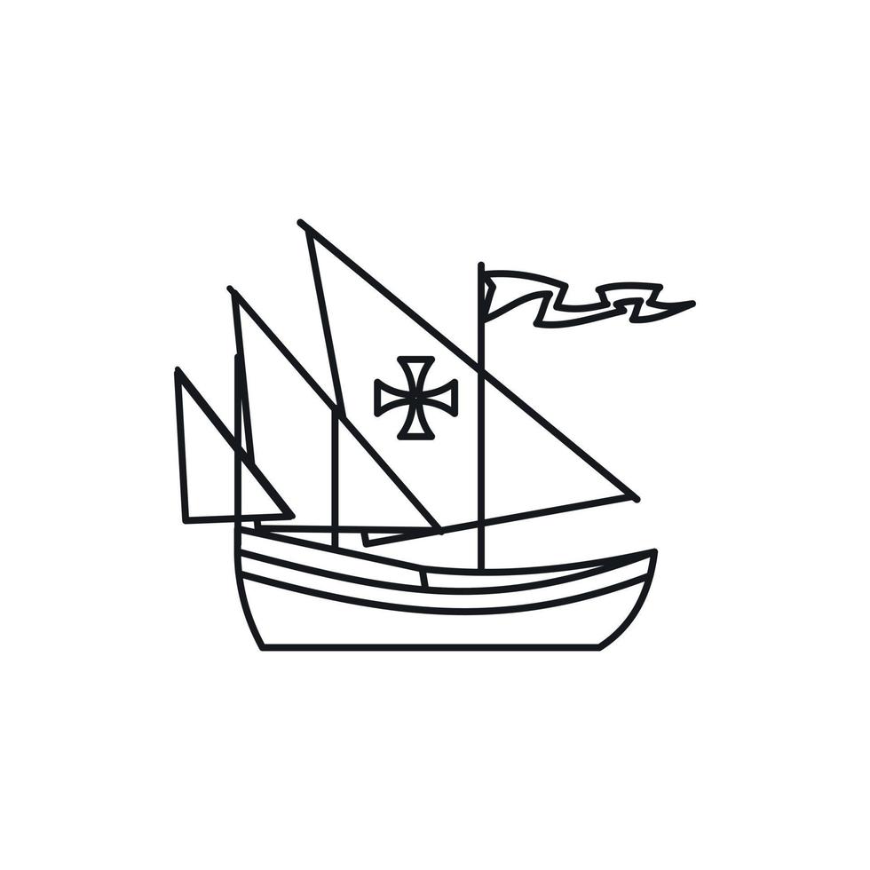 ícone do navio colombo, estilo de estrutura de tópicos vetor