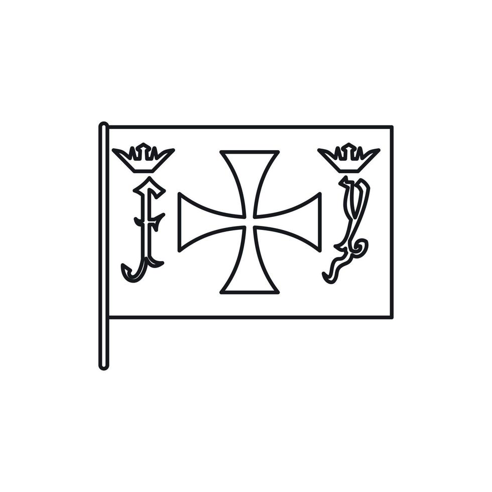 ícone da bandeira de columbus capitan, estilo de estrutura de tópicos vetor