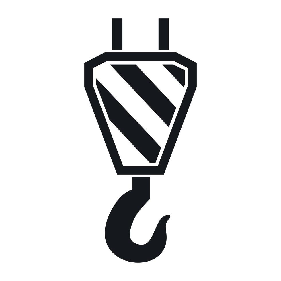 ícone de gancho de guindaste, estilo simples vetor