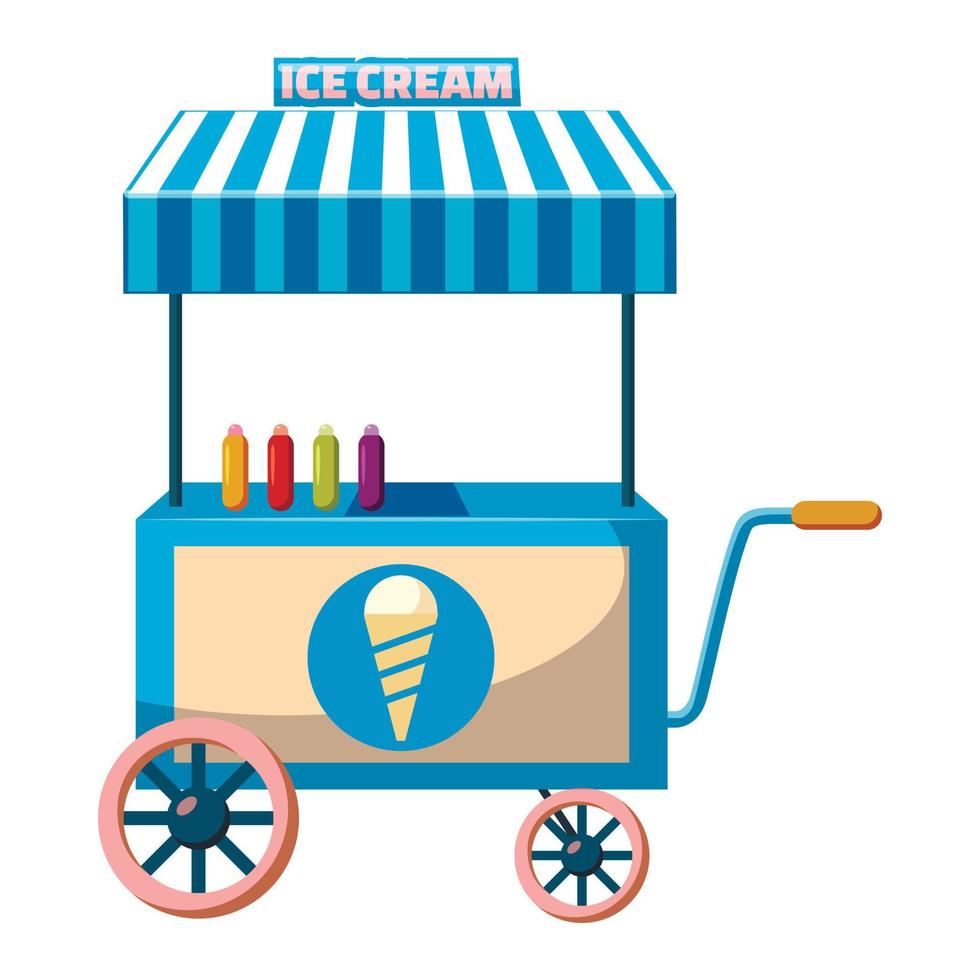carrinho com ícone de sorvete, estilo cartoon vetor