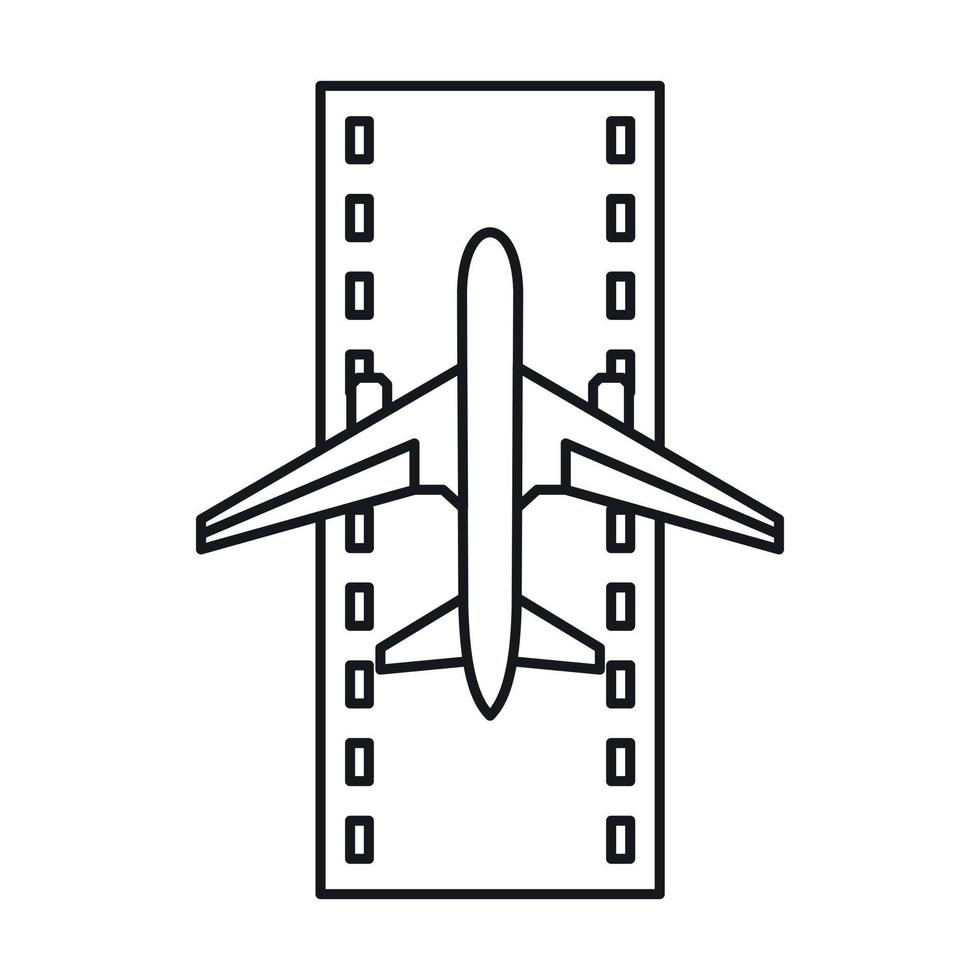 pista de pouso com ícone de avião, estilo de estrutura de tópicos vetor