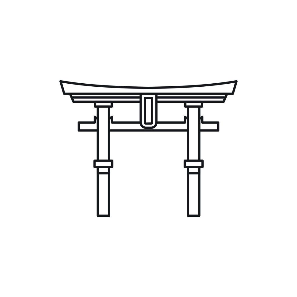 ícone torii do portão do Japão, estilo de estrutura de tópicos vetor