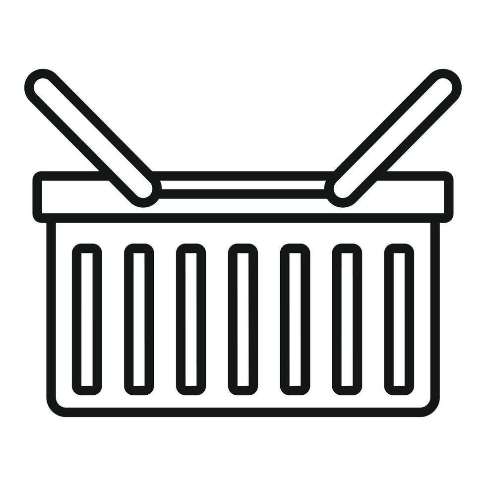 ícone da cesta de comida da loja, estilo de estrutura de tópicos vetor