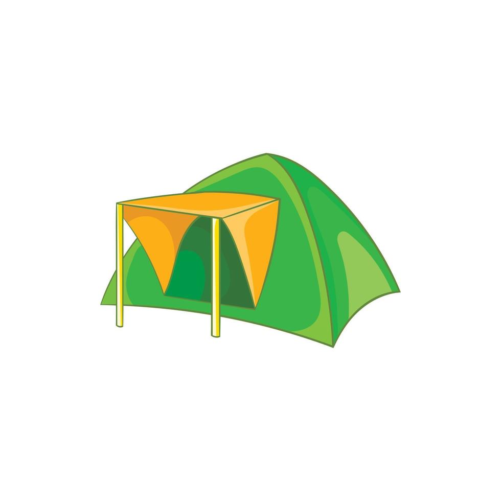 ícone de tenda verde em estilo cartoon vetor