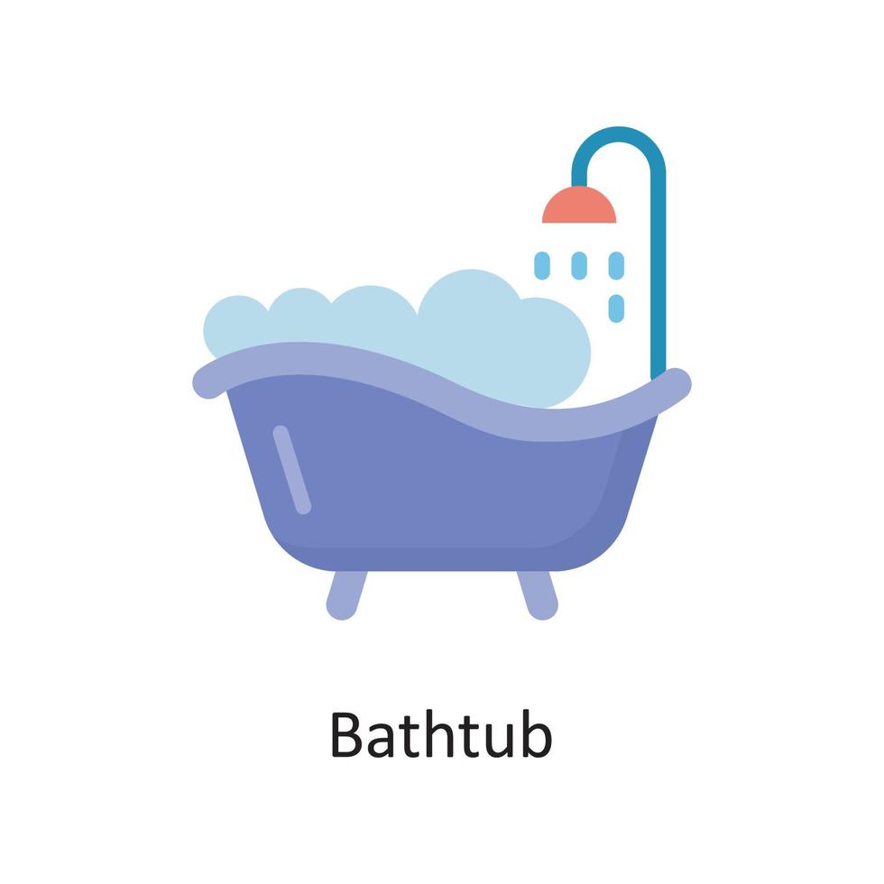 ilustração em vetor design ícone plana banheira. símbolo de limpeza no arquivo eps 10 de fundo branco
