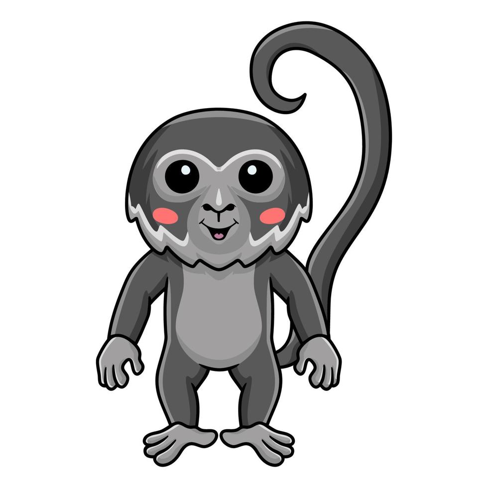 bonito desenho animado de macaco-aranha preto em pé vetor
