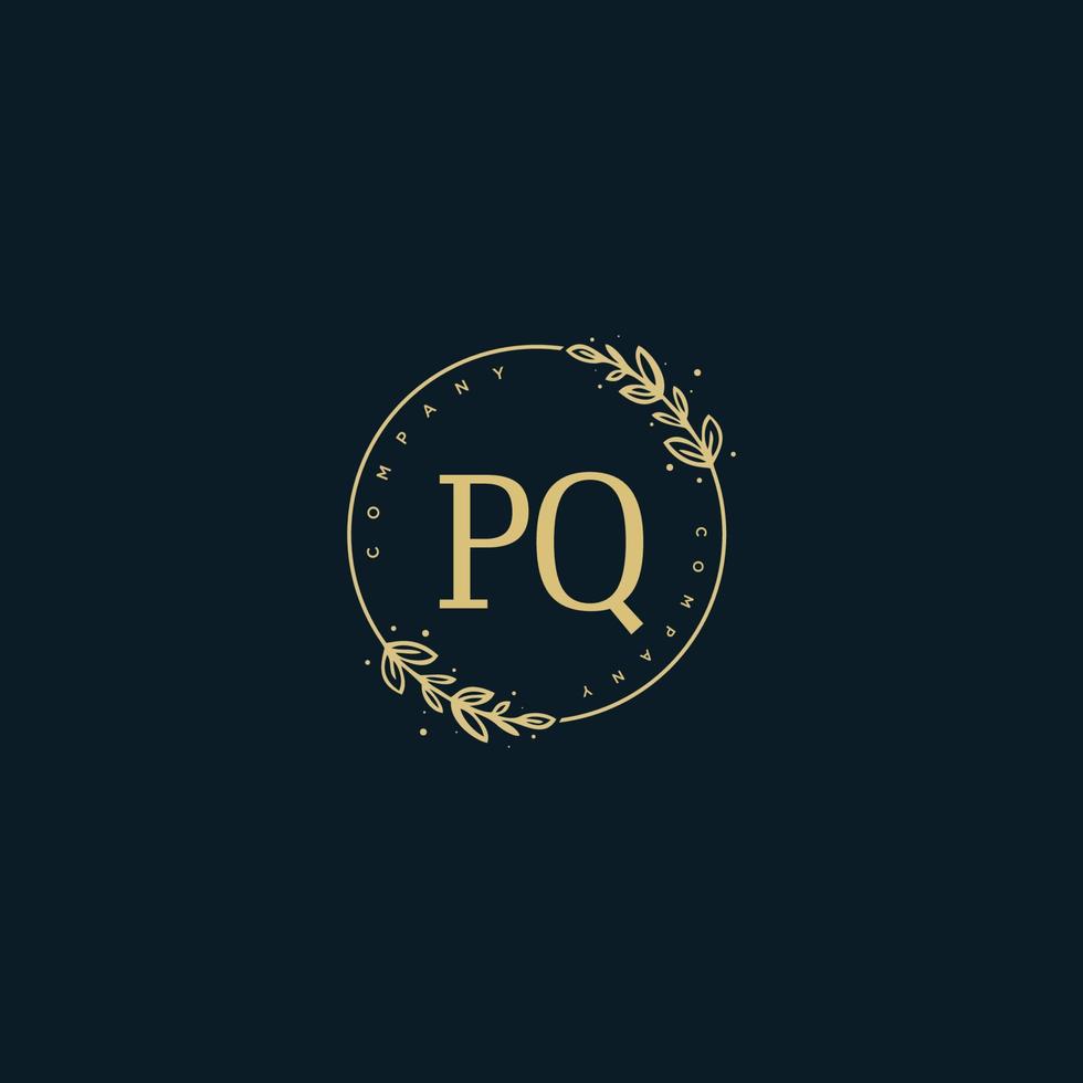 monograma de beleza inicial pq e design de logotipo elegante, logotipo de caligrafia da assinatura inicial, casamento, moda, floral e botânico com modelo criativo. vetor